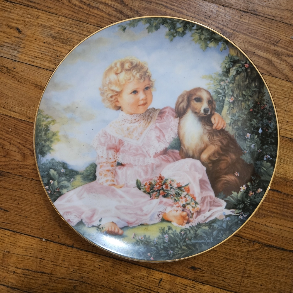Decorative Plate with Child and Dog